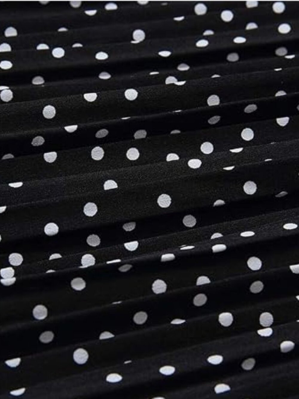 Ecowish High Waist Polka Dot Pleated Midi Skirt - Black and White - Picture 10 of 10